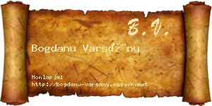 Bogdanu Varsány névjegykártya
